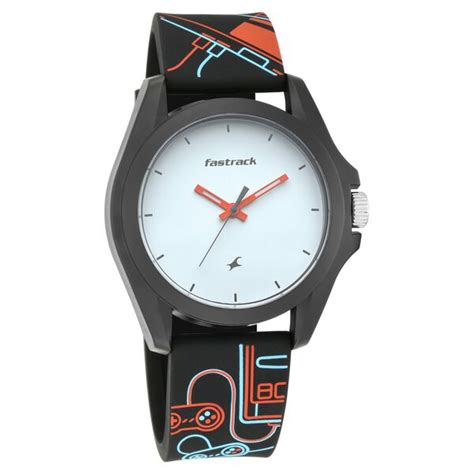 Buy Online Fastrack Arcade Quartz Analog White Dial Silicone Strap ...