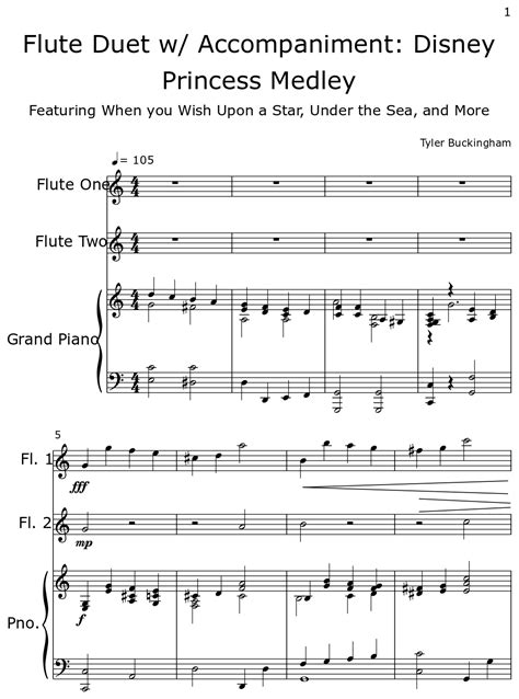 Flute Duet w/ Accompaniment: Disney Princess Medley - Sheet music for ...