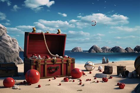 Treasure on island beach scene | Premium AI-generated image