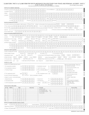 2014-2026 India Claim Form for Health Insurance Policies Other than ...
