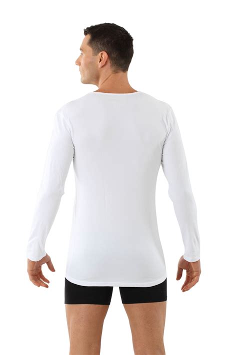 ALBERT KREUZ | Men's long sleeve undershirt with v-neck organic stretch ...