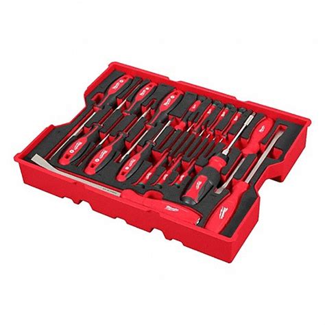 MILWAUKEE, 17 Total Pcs, SAE, Screwdriver and Pry Bar Set - 896H70|48 ...