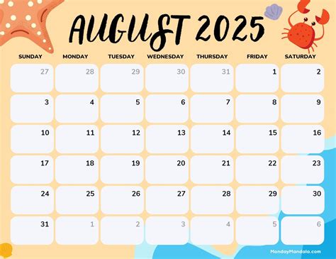 Calendar For August Free August 2025 Calendar Template To Edit Online ...