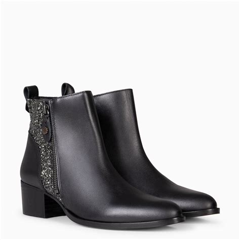 REBECA – GLITTER BLACK Heel booties | miMaO