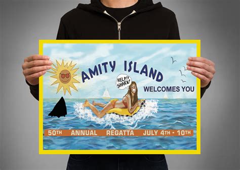 Jaws Welcome to Amity Island Billboard Sign. Poster Print. Amity Island ...