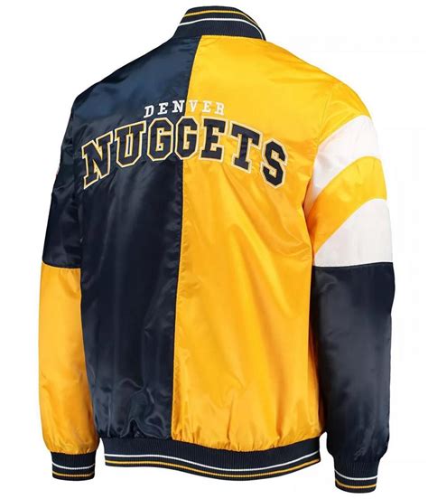 Satin Color Block Denver Nuggets Navy Blue and Yellow Jacket - Jackets ...