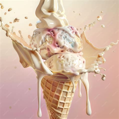 Premium Photo | Melting Ice Cream Splash Icecream Melt Flow Dripping ...