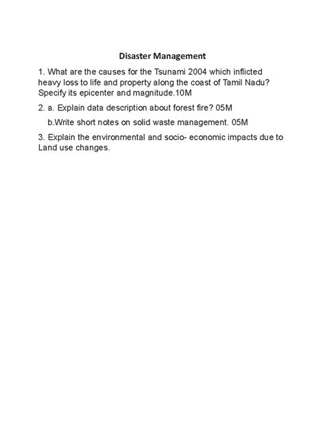 Disaster Management Mid-1 Answers - Disaster Management What are the ...