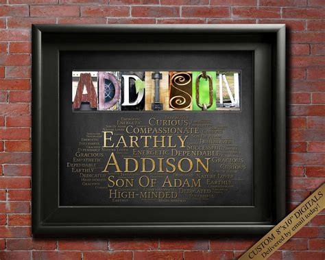 Addison Name Meaning Gift | 4 Digital Prints – Letter Art Gifts