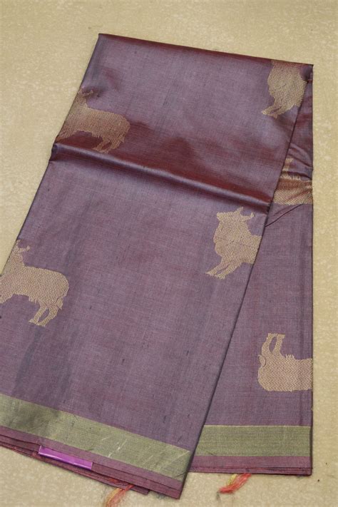 Pure Tussar Saree - Pastle Maroon Pichwai Zari – Charvi Boutique