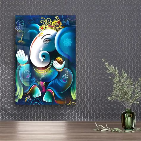 Buy Lord Ganesha On Decorative Background Acrylic Wall Art – ClassyArtZ.com