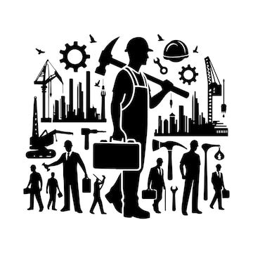 Labor day silhouette logo icon vector labor day vector silhouette ...