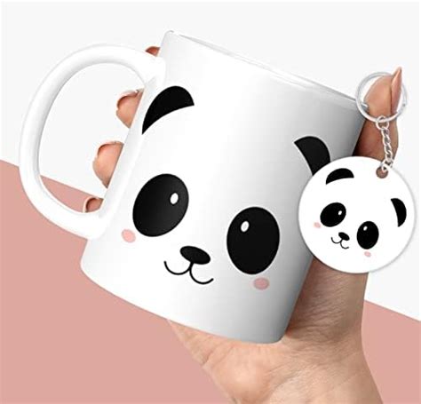 Buy NH10 DESIGNS Cute Panda Face Printed Coffee Mug and Keychain Gift ...