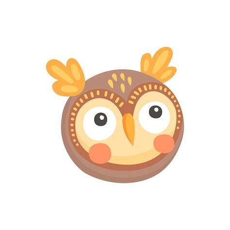 Hibou ou chouette visage dessin animé mignon oiseau de proie avec des ...