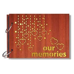 Look Decor® Our Memories Artworks Wooden Photo Album Scrap Book with 10 ...