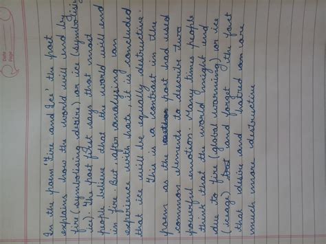 in the poem fire and ice there is an apparent contrast but inherent ...