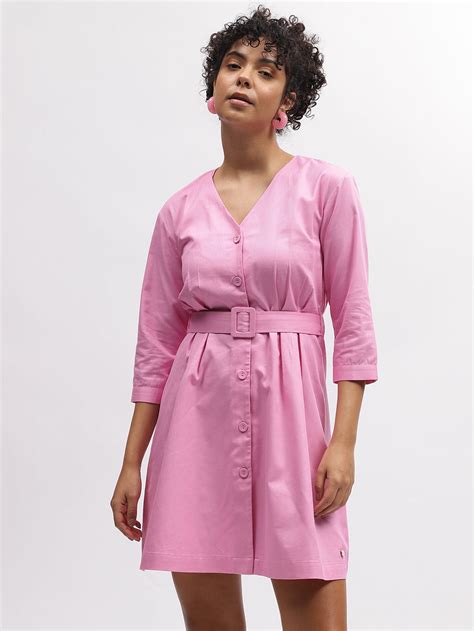 Shop Elle Women Pink V Neck Dress Online – Elleapparel India