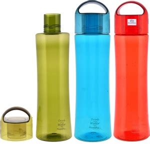 Heart Home Plastic Water Bottle- 1 Litre, Pack of 3 (Red & Blue & Green ...