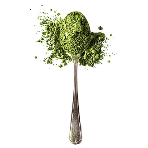 Matcha green tea powder in spoon isolated on transparent background ...
