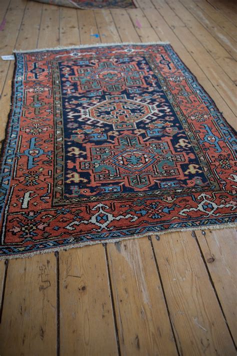 Vintage Karaja Persian Rug 3'4" x 4'5" | Blue, Green | c. 1940s