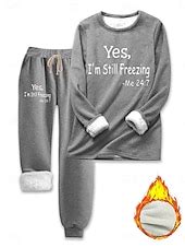 Women's Sweatshirt Pullover Fuzzy Comfrt Sherpa Fleece Lined Letter ...