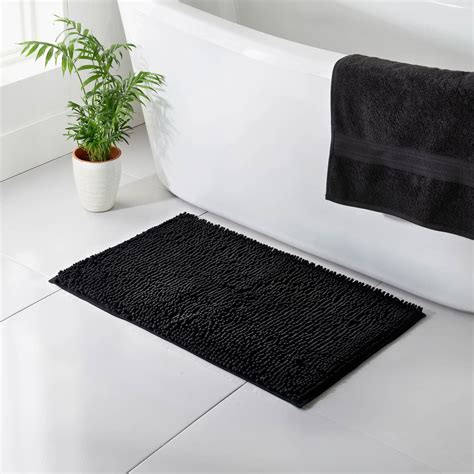 Signature Microfibre Noodle Bath Mat - Black | Bath Mats - B&M Stores