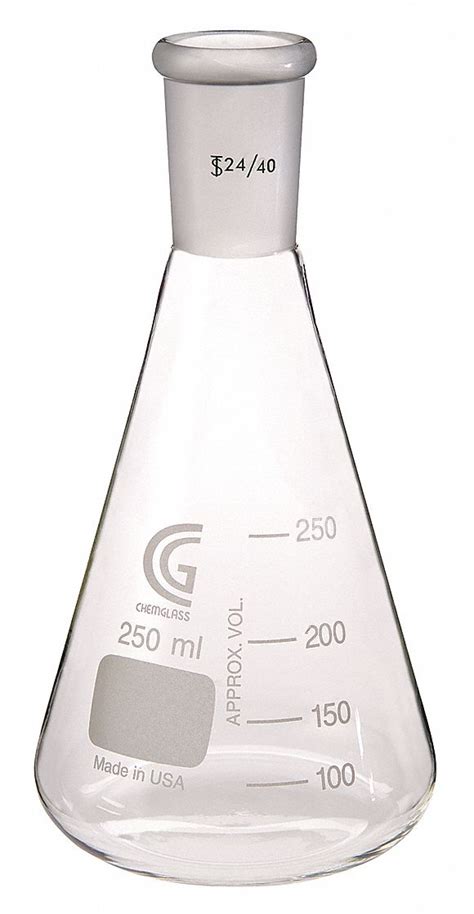 Borosilicate Glass, 250 mL Capacity - mL, Erlenmeyer Flask - 21UC13|CG ...