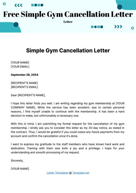 Gym Membership Cancellation Letter Template Free - Ccalcalanorte.com