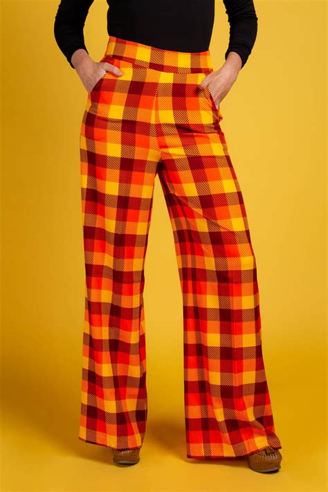 Women's Orange Plaid Pants | That 70s Suit | Plaid pants outfit, Orange ...