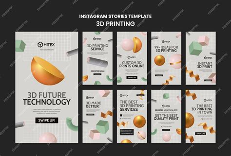 Premium PSD | 3d printing instagram stories template