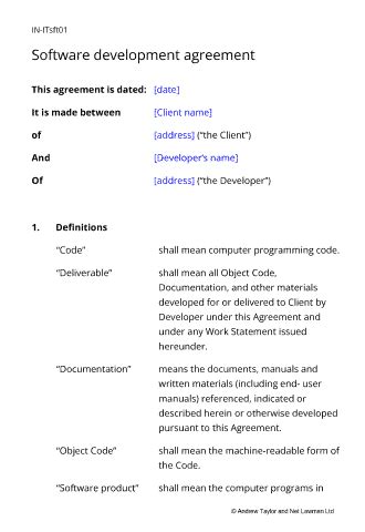Software development agreement | Legal contracts & templates