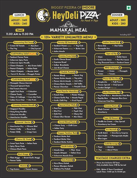 Menu at Heydeli Pizza, Indore