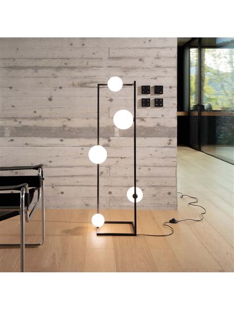 Modern black floor lamp with white spheres with 5 lights DL1809