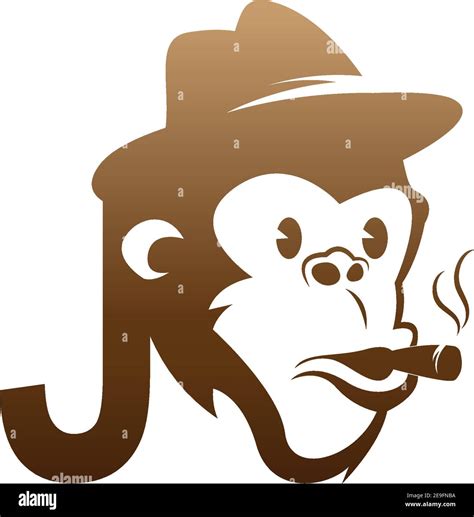 Monkey head icon logo with letter J template design illustration Stock Vector Image & Art - Alamy