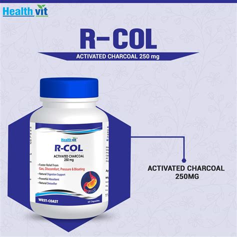 Healthvit R-COL Activated Charcoal 250mg - For Digestive Health ...