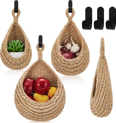 Amazon.com - Suwarc Handwoven Boho Wall Hanging Basket for Fruit ...