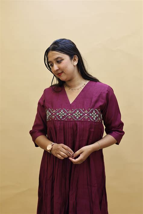 Buy Vertican Fabric A-Line Kurti with Handwork Highlights at ₹749 ...