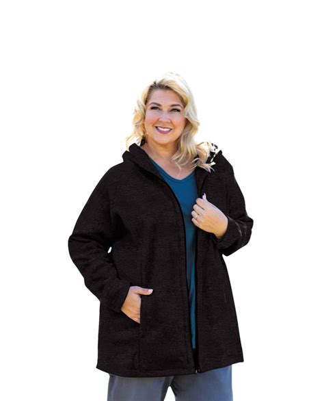On The Plus Side Lyddie Hooded Long Sleeve Zip Up Plus Size Fleece ...