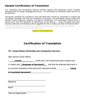 Certification of Translation - Fill Out, Sign & Share Online | pdfFiller