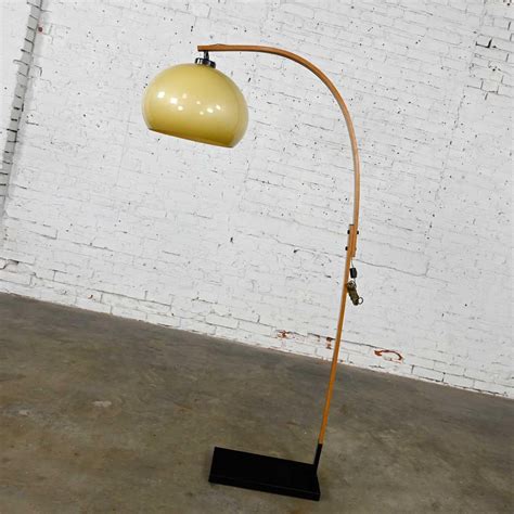 MCM Bentwood Swoop Arc Floor Lamp Amber Plastic Bubble Globe Shade at ...