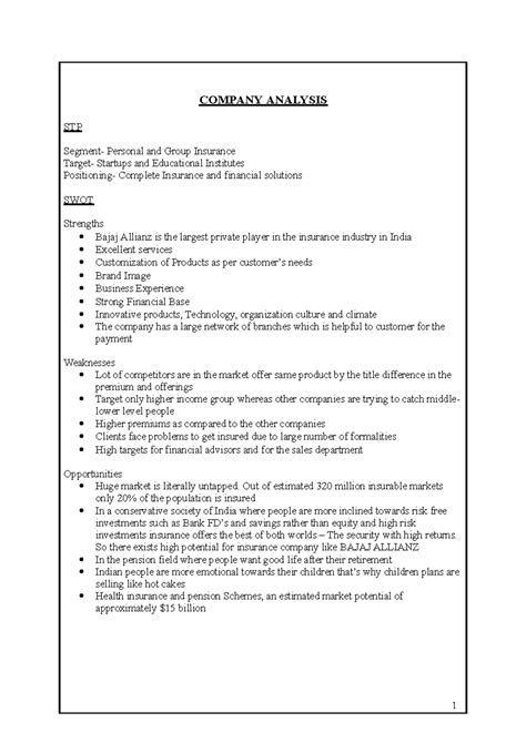 Corporate finance report three - COMPANY ANALYSIS STP Segment- Personal ...
