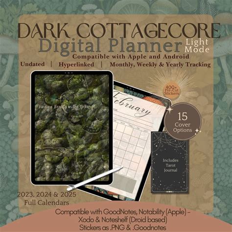 Cottagecore Planner Dark Mode Planner Digital Planner Gothic Planner ...
