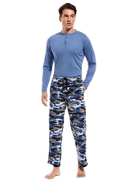 DG Hill Men's Pajama Lounge Sleepwear Set, 2 Piece Henley Top and PJ ...