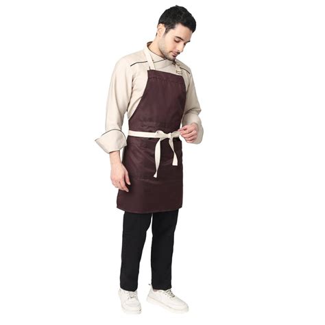 Classic Dark Brown Kitchen Apron - Free Embroidery