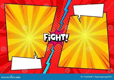 Comic Book Versus Fight Template Background, Halftone Print Texture ...