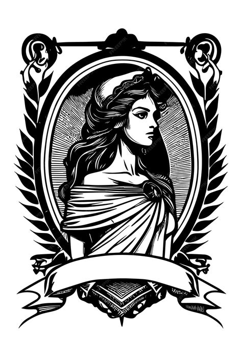 Premium Vector | Beautiful egyptian cleopatra symbol black and white hand drawn logo illustration