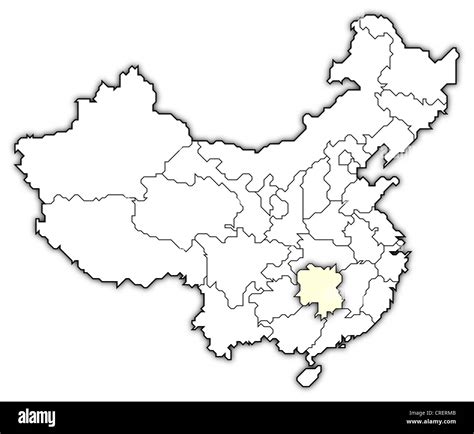Political map of China with the several provinces where Hunan is highlighted Stock Photo - Alamy