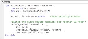 Image result for Excel VBA Multiple Filters