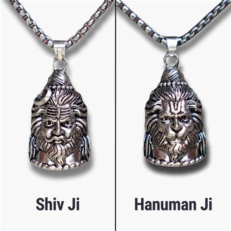 Oxi-Silver Plated Reversible Shiv-Hanuman Necklace – Japam