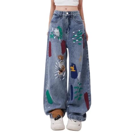 Women-s-Blue-American-High-Street-Graffiti-Design-Sense-Jeans-Women-s ...